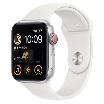 Apple Watch SE2 GPS 4G 44mm - Silver Aluminium Case with White Sport Band - Regular