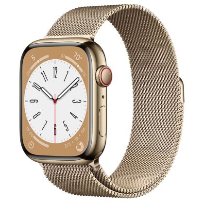 Apple Watch Series 8 GPS 4G 45mm - Gold Stainless Steel Case with Gold Milanese Loop