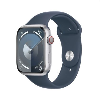 Apple Watch Series 9 GPS+4G/LTE 45mm - Silver Aluminium Case with Storm Blue Sport Band - S/M