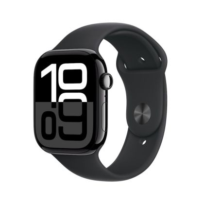 Apple Watch Series 10 46mm GPS - Jet Black Aluminum Case with Black Sport Band - S/M