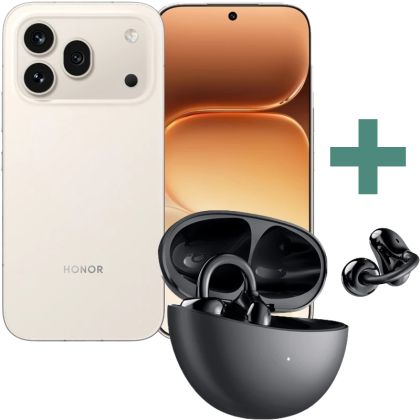 КОМБИНАЦИЯ С ПОДАРЪК Honor 600 Pro VKP-NX9 5G 12GB 512GB - Golden White + Honor Choice Earbuds Clip - Meteorite Black