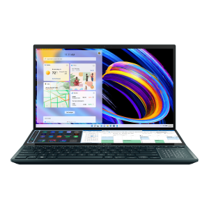 Asus Zenbook Pro Duo 15 OLED UX582ZW-OLED-H941X 15.6" 4K UHD Touch 14" 4K IPS Screen Pad Plus Intel Core i9-12900H vPro 32GB RAM 1TB SSD NVIDIA GeForce RTX 3070 Ti 8GB Win11Pro BG kbd - Celestial Blue