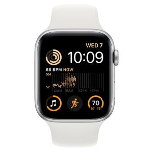 Apple Watch SE2 GPS 44mm - Silver Aluminium Case with White Sport Band - Regular