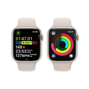 Apple Watch Series 9 GPS+4G/LTE 45mm - Starlight Aluminium Case with Starlight Sport Band - S/M
