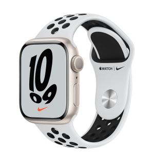 Apple Watch Nike Series 7 GPS 41mm - Starlight Aluminium Case with Pure Platinum/Black Nike Sport Band - Regular